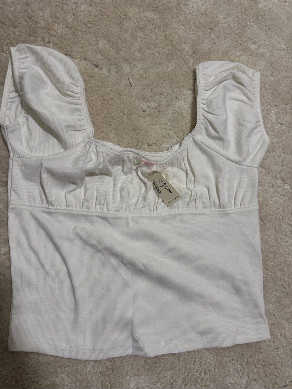 Aeropostale White Ruched Square-Neck Crop Top